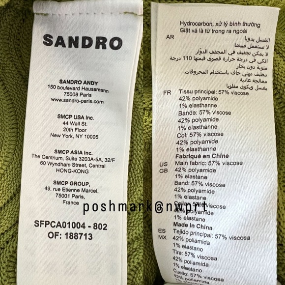 SANDRO 🌻 Lina Knit Ruffle Tank Top Blouse Gold Button Down Olive Green XS 0 1 - Picture 8 of 12